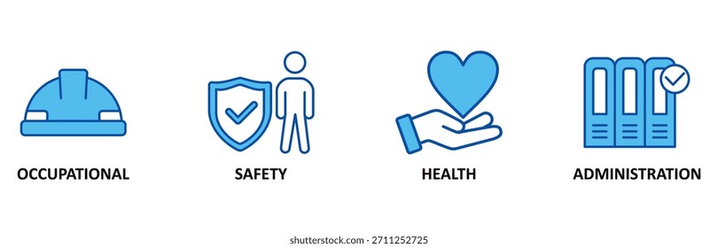 Ícone OSHA definido Na ilustração vetorial Estilo Azul para segurança ocupacional e administração de saúde com um ícone de trabalhador, proteção, saúde e procedimento