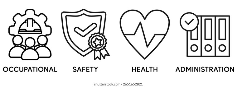 OSHA icon set vector illustration concept relate to occupational safety and health administration with an icon of worker, protection, healthcare, and procedure