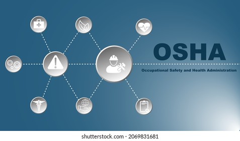 OSHA, Occupational Health And Safety Act. Concept Table With Icons. Flat Vector Illustration. Vector Illustration