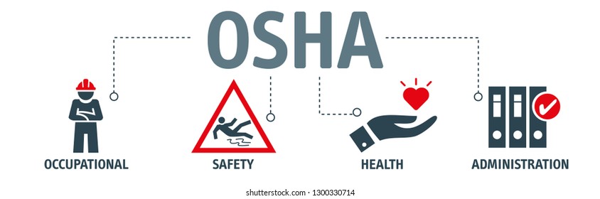 OSHA - Occupational Safety and Health Administration - Vector Illustration concept banner with icons and keywords