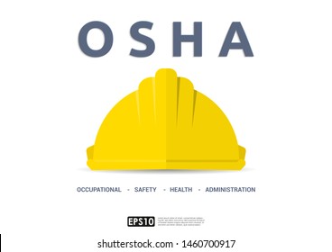 OSHA - Occupational Safety and Health Administration - Vector illustration concept banner with safety helmet icon.