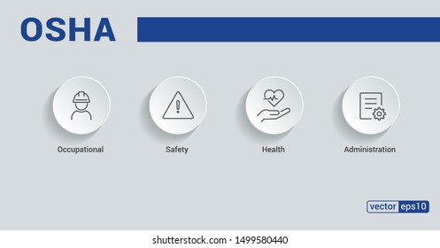 OSHA - Occupational Safety and Health Administration - Vector Illustration concept banner with icons and keywords