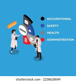 OSHA - Occupational Safety and Health Administration isometric 3d vector illustration concept for banner, website, illustration, landing page, flyer, etc.