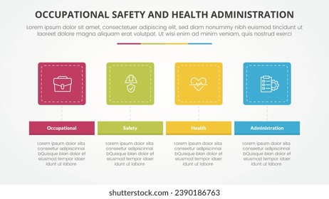 osha The Occupational Safety and Health Administration template infographic concept for slide presentation with round square horizontal 4 point list with flat style
