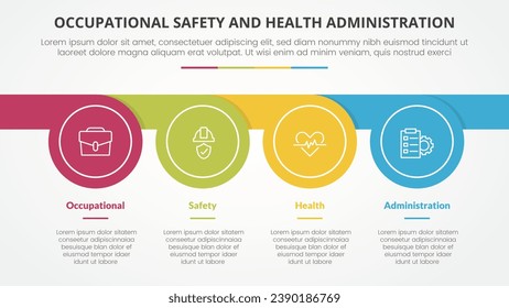 osha The Occupational Safety and Health Administration template infographic concept for slide presentation with circle whistle shape horizontal 4 point list with flat style