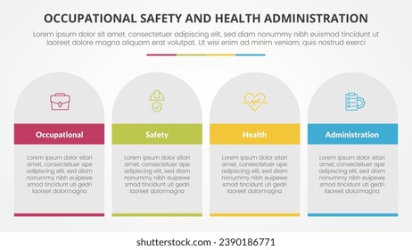 osha The Occupational Safety and Health Administration template infographic concept for slide presentation with table rectangle and round top 4 point list with flat style