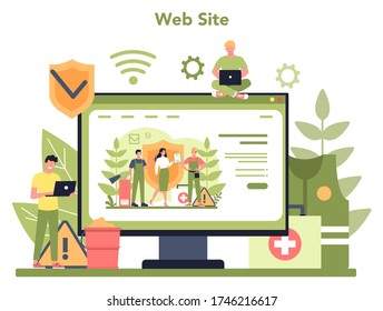 OSHA online service or platform. Occupational safety and health administration Website. Government public service protecting worker. Isolated flat vector illustration