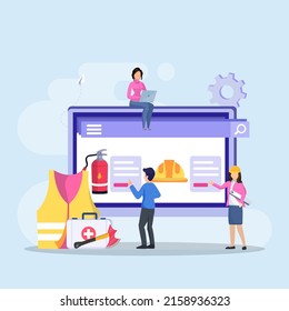 OSHA online service or platform vector. Occupational safety and health administration.