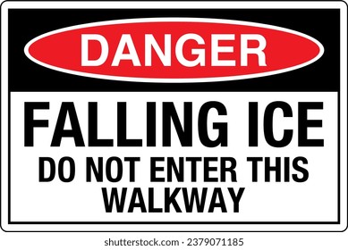 OSHA Safety Sign Marking Label Symbol Pictogram Standards Danger Falling ice Do NOT enter this walkway