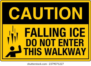 OSHA Safety Sign Marking Label Symbol Pictogram Standards Caution Falling ice Do NOT enter this walkway Symbol