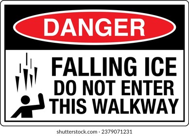 OSHA Safety Sign Marking Label Symbol Pictogram Standards Danger Falling ice Do NOT enter this walkway Symbol