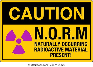 OSHA Safety Sign Marking Label Symbol Pictogram Standards Caution Naturally Occurring Radioactive Material NORM.