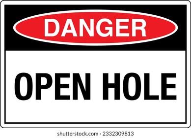OSHA Safety Signs Marking Label Standards Danger OPEN HOLE.