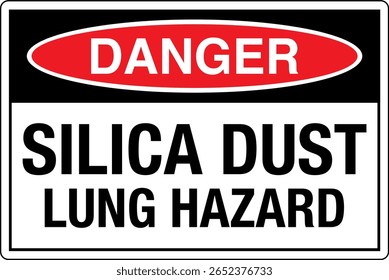 Sinais de segurança OSHA Marcação Etiqueta Padrões Perigo Silica Poeira Perigo pulmonar