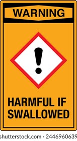 OSHA WARNING GHS Chemicals Label and Hazard Harmful If Swallowed Portrait