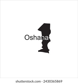 Oshana Namibia map and black lettering design on white background