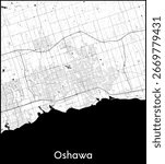 Oshawa city map, Canada - Topographic vector map poster