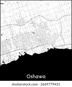 Oshawa city map, Canada - Topographic vector map poster