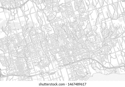 Oshawa, Ontario, Canada, bright outlined vector map with bigger and minor roads and steets created for infographic backgrounds.