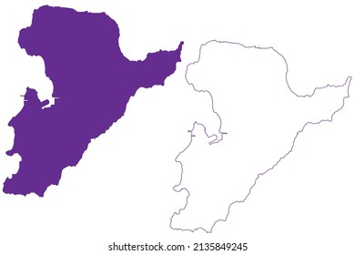 Oshima island (Japan, East Asia, Japanese archipelago, Geiyo Islands, Ehime Prefecture) map vector illustration, scribble sketch Oshima map