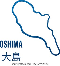 Mapa de Vector sencillo de la isla de Oshima en Ushibukamachi, Amakusa, Kumamoto. Traducción del japonés:"Ryusen island"