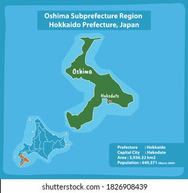 Oshima Unterpräfektur Hokkaido Präfektur Karte Japan