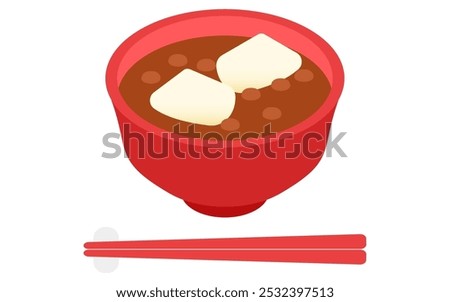 Oshiruko, isometric icon, Vector Illustration