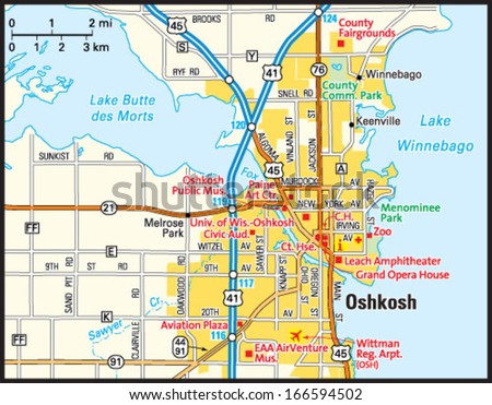 Oshkosh, Wisconsin area map