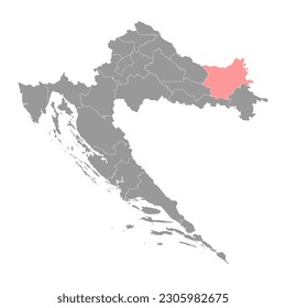 Osijek Baranja сounty map, subdivisions of Croatia. Vector illustration.