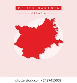 Osijek-Baranja County (Counties of Croatia, Republic of Croatia) map vector illustration, scribble sketch Osijek Baranja map