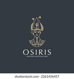 Plantilla de diseño de icono de la línea de la diosa egipcia de Osiris. Elegante, lujoso, dorado, ilustración