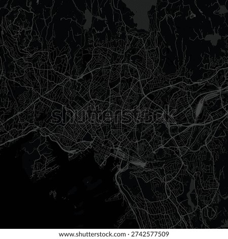 Oslo City Map Sophisticated Linework Showcasing Refined Urban Topographic Structure, Perfect for Minimalist Home Gallery and Sleek Scandinavian Aesthetics, emphasizing refined linework.