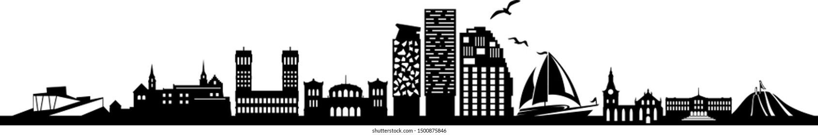 Oslo City Skyline Vector Silhouette