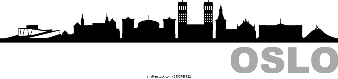 Oslo City Skyline Vector Silhouette