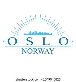 Oslo Norway. Banner Design. City Skyline. Silhouette Vector. Famous Monuments.