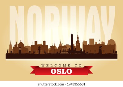 Oslo Norway city skyline vector silhouette illustration
