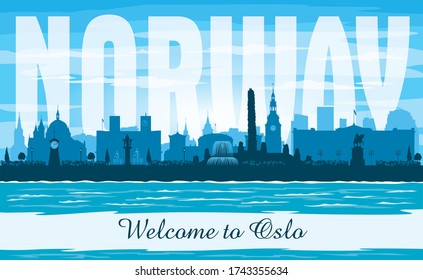 Oslo Norway city skyline vector silhouette illustration