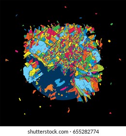 Oslo, Norway, Colorful Artmap, Vector Map, Local Urban Travel Landmark. Infographic Design Template