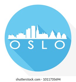 Oslo Norway Europe Flat Icon Skyline Silhouette Design City Vector Art Famous Buildings Logo.