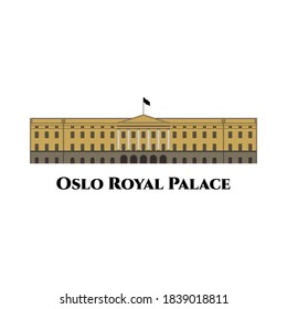 Oslo Norway famous architecture vector sketch separated on white background. The world famous landmark in Oslo, the capital of Norway. Cityscape flat style for travel design.