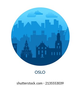 Oslo, Norway famous city label. 