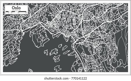 Oslo Norway Map in Retro Style. Vector Illustration. Outline Map.