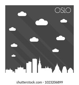 Oslo Norway Skyline City Flat Silhouette Design Background
