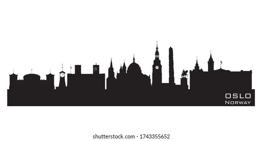 Oslo Norway skyline Detailed vector silhouette