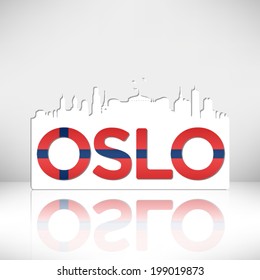 Oslo Norway Skyline silhouette card vector design on white background.