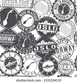 Oslo Norway Stamps. City Stamp Vector Art. Postal Passport Travel. Design Set Pattern.