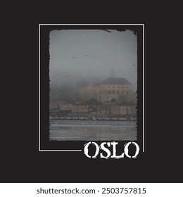 oslo norway typography graphic print , Abstract fashion drawing and creative design for t-shirts, mugs, graphic tee, sweatshirt, cases, etc. Illustration in modern style for clothes
