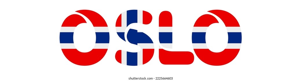 Oslo and Norwegian flag lettering. Flat vector illustration isolated on background.