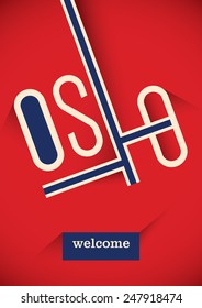 Diseño de afiches en Oslo. Ilustración vectorial.