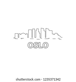 Oslo skyline and landmarks silhouette black vector icon. Oslo panorama. Norway